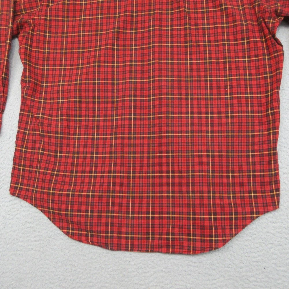 Polo Ralph Lauren Lowell Sport Shirt Men L Red Tartan Plaid Cotton Prep Classic